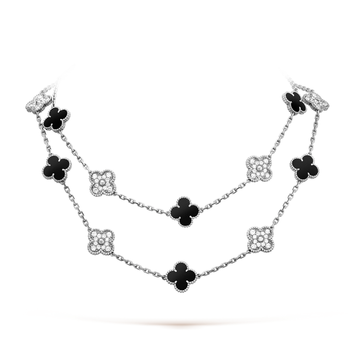 [VA]CLOVER 20 MOTIVE ONYX DIAMANT SILBER