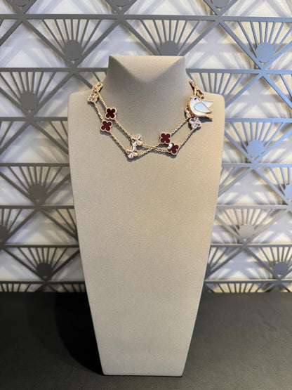 [VA]CLOVER 20 MOTIFS LASER CARNELIAN NECKLACE