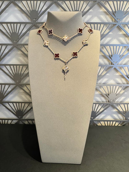 [VA]CLOVER 20 MOTIFS LASER CARNELIAN NECKLACE