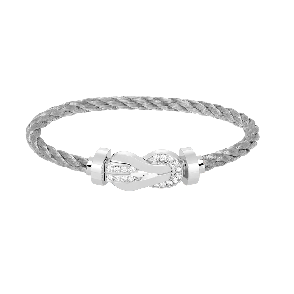 [VA]CHANCE GROSSES 8-FIGUREN-SCHNALLEN-ARMBAND MIT HALBDIAMANTEN SILBER