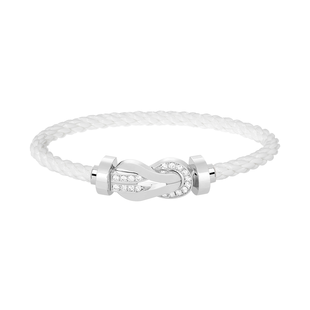 [VA]CHANCE GROSSES 8-FIGUREN-SCHNALLEN-ARMBAND MIT HALBDIAMANTEN SILBER