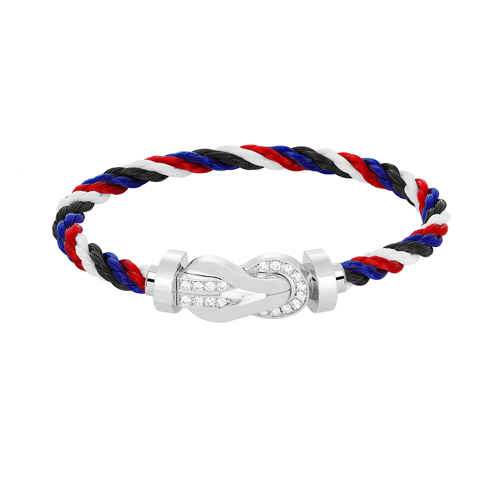 [VA]CHANCE GROSSES 8-FIGUREN-SCHNALLEN-ARMBAND MIT HALBDIAMANTEN SILBER