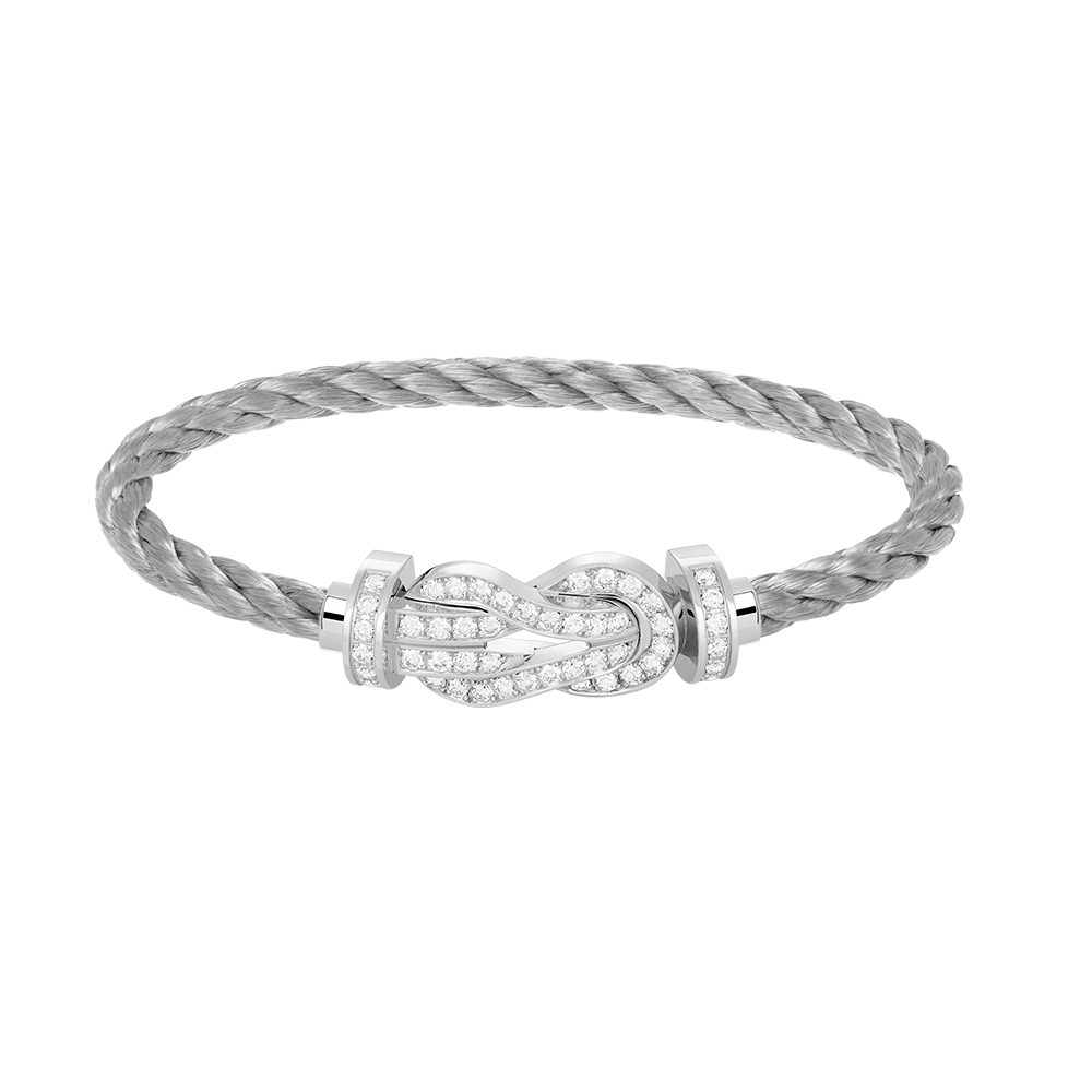 [VA]CHANCE LARGE 8 FIGURE BUCKLE FULL DIAMOND BRACELET SILVER