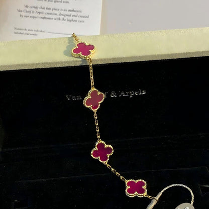 [VA]NEW CLOVER 5 MOTIFS PINK ENAMEL BRACELET