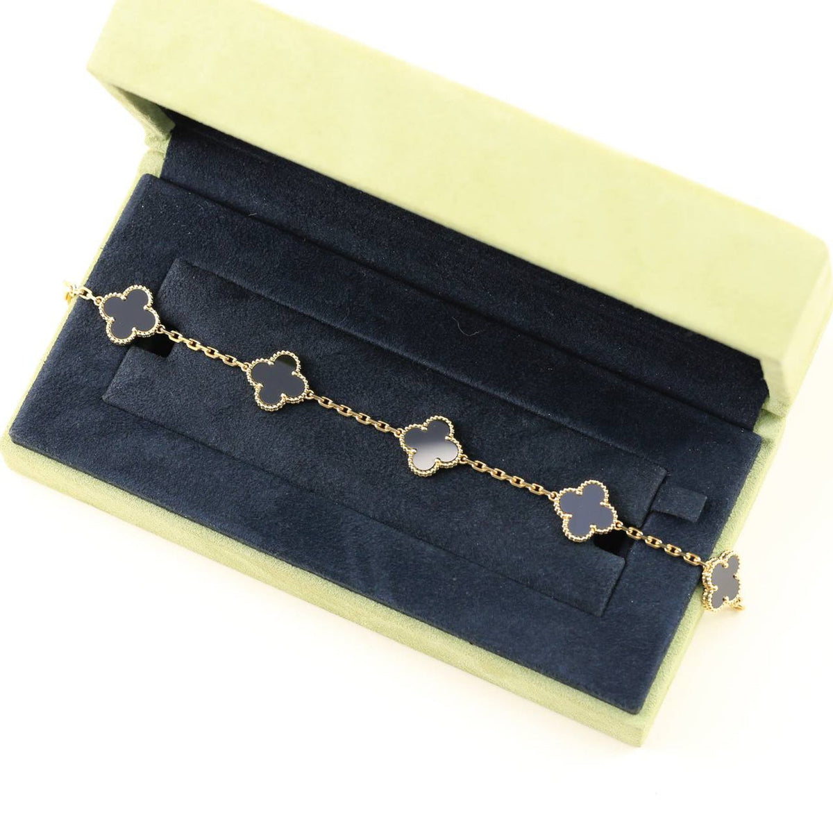 [VA]LUCKY CLOVER 5-MOTIF BRACELET - BLACK OXNY COLLECTION
