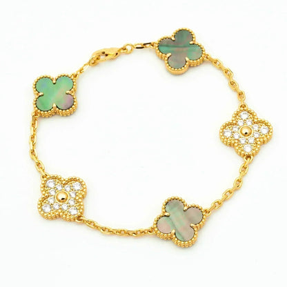 [VA]LUCKY CLOVER 5-MOTIF BRACELET - GREY MOTHER-OF-PEARL COLLECTION