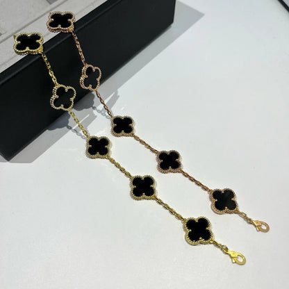 [VA]LUCKY CLOVER 5-MOTIF BRACELET - BLACK OXNY COLLECTION