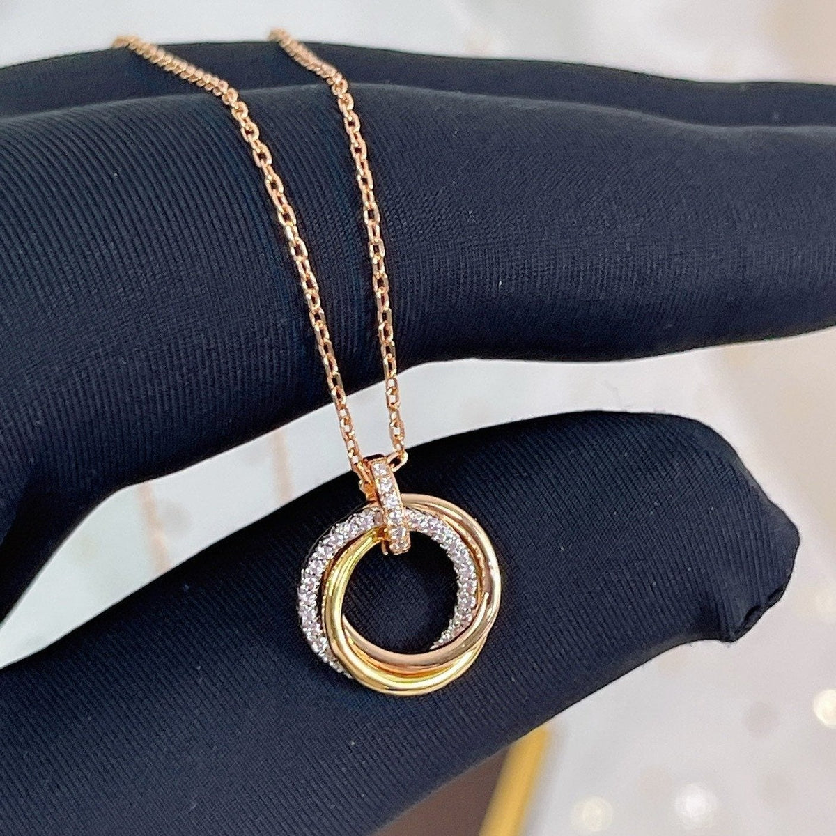 [VA]TRINITY-HALSKETTE SILBER GOLD ROSÉGOLD DIAMANTEN