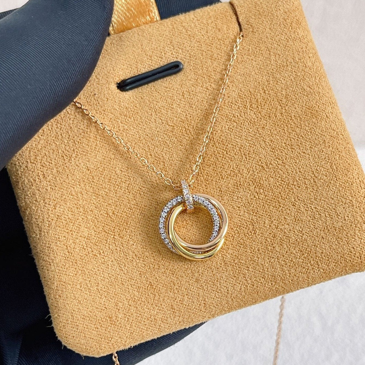 [VA]TRINITY-HALSKETTE SILBER GOLD ROSÉGOLD DIAMANTEN