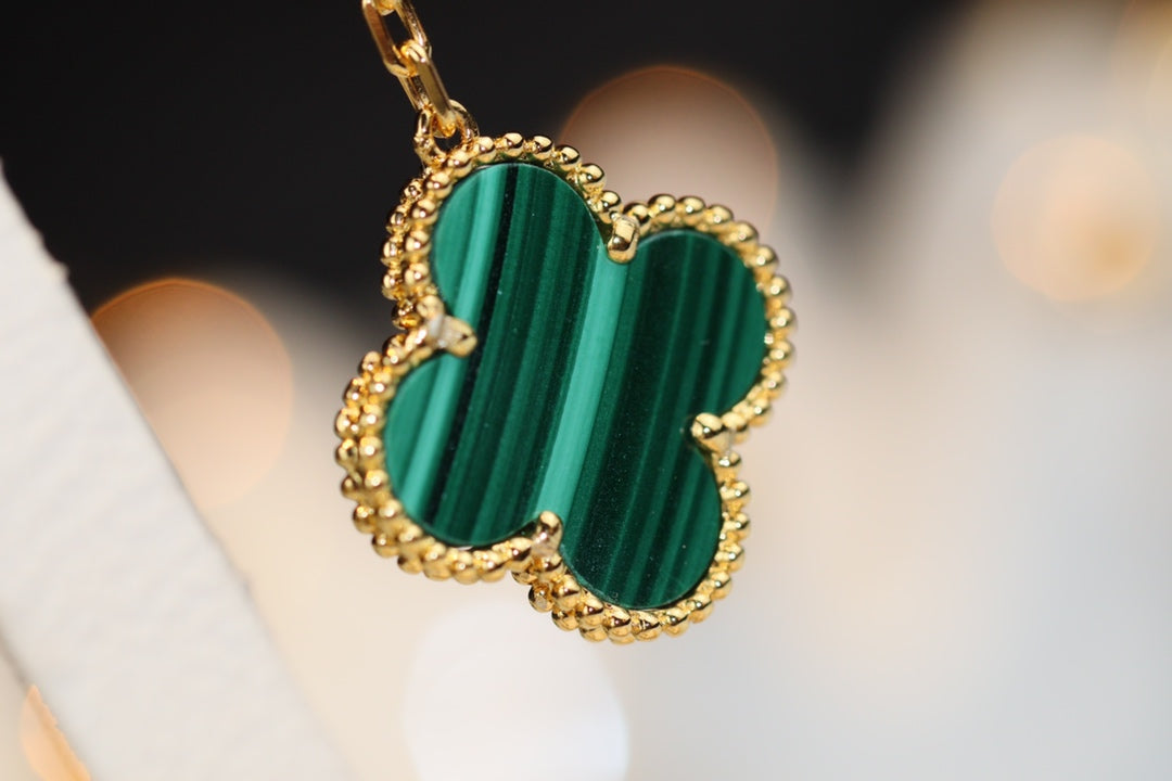 [VA]CLOVER OHRRINGE GOLD MALACHIT DIAMANT 3 MOTIVE