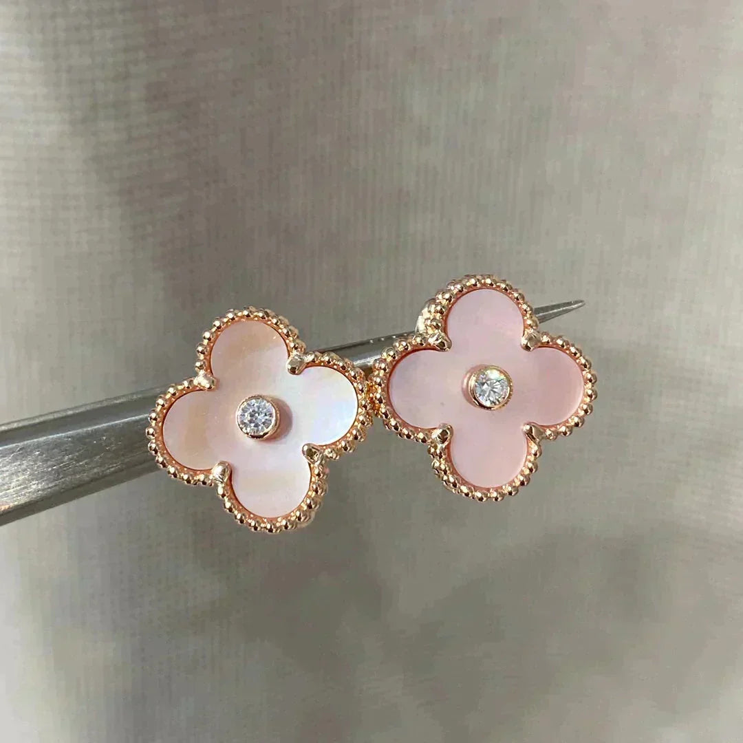 [VA]CLOVER MEDIUM 1 MOTIV ROSA PERLMUTT DIAMANT OHRRINGE