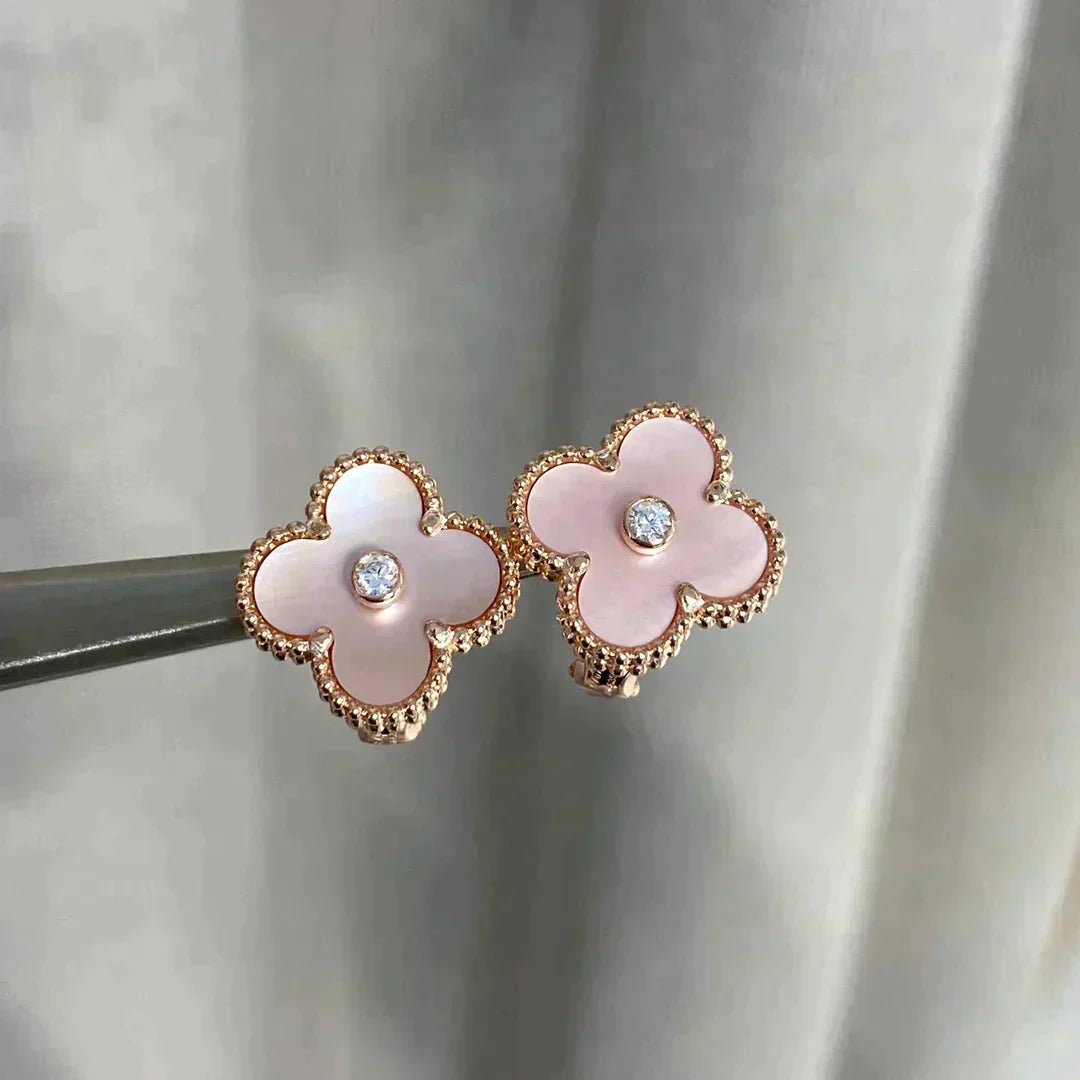[VA]CLOVER MEDIUM 1 MOTIV ROSA PERLMUTT DIAMANT OHRRINGE