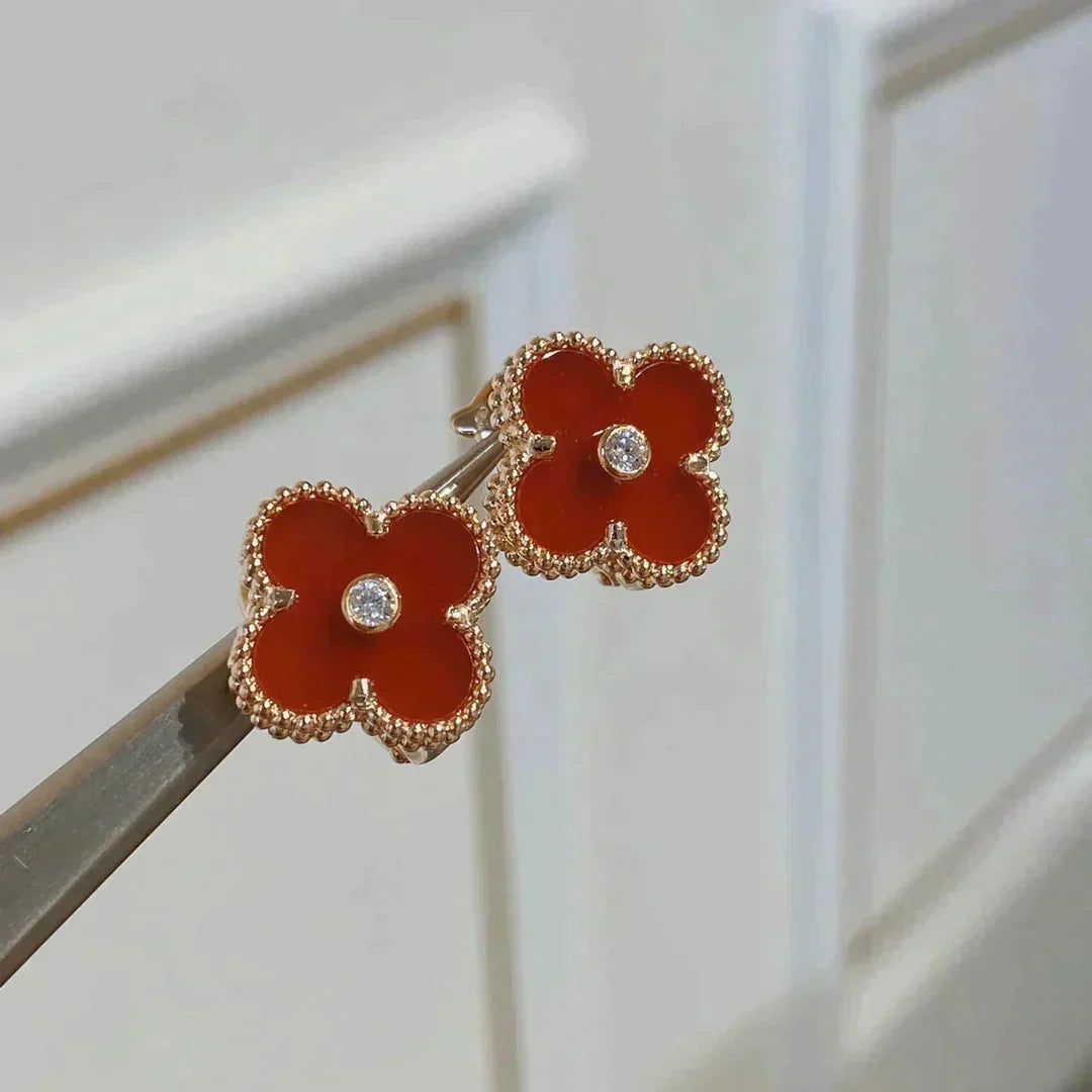 [VA]CLOVER MEDIUM 1 MOTIV OHRRINGE KARNEOL DIAMANT