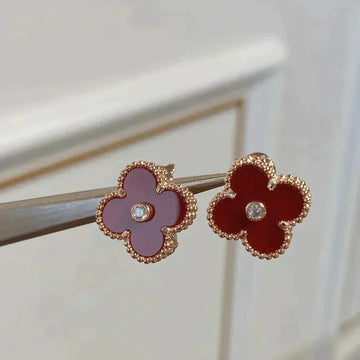 [VA]CLOVER MEDIUM 1 MOTIV OHRRINGE KARNEOL DIAMANT