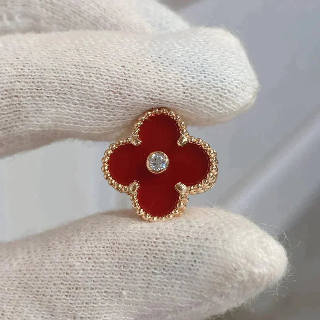 [VA]CLOVER MEDIUM 1 MOTIV OHRRINGE KARNEOL DIAMANT