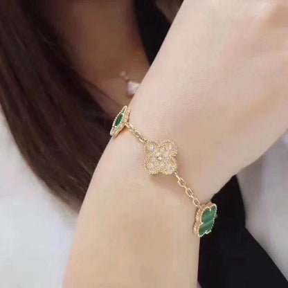 [VA]LUCKY CLOVER 5-MOTIF BRACELET - MALACHITE COLLECTION