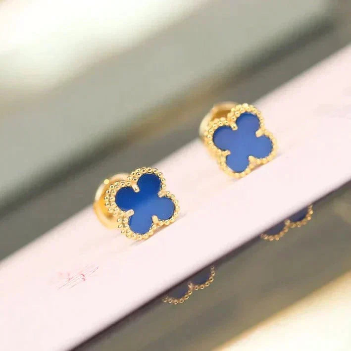 [VA]クローバーミニ 9.5mm ブルーアゲート ピアス