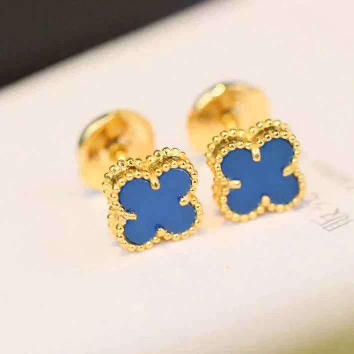 [VA]クローバーミニ 9.5mm ブルーアゲート ピアス