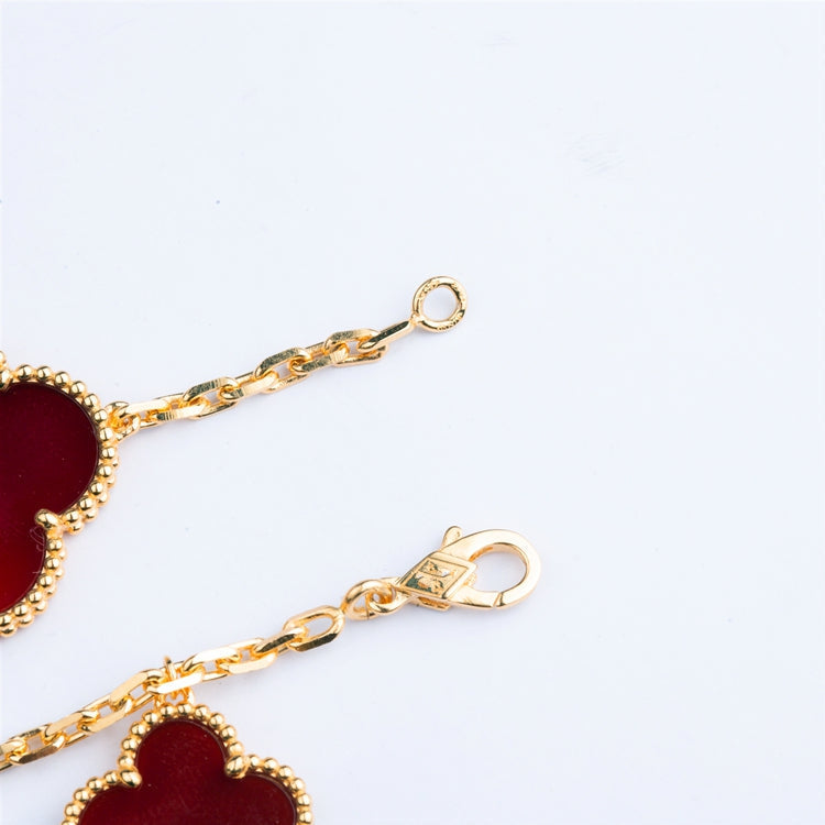 [VA]CLOVER BRACELET 5 MOTIFS CARNELIAN TIGER EYE