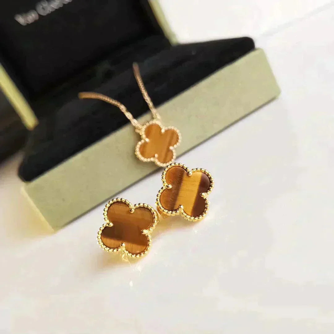 [VA]CLOVER MEDIUM 1 MOTIV OHRRINGE TIGERAUGE