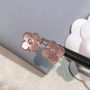 [VA]CLOVER MEDIUM 1 MOTIV ROSA PERLMUTT DIAMANT OHRRINGE