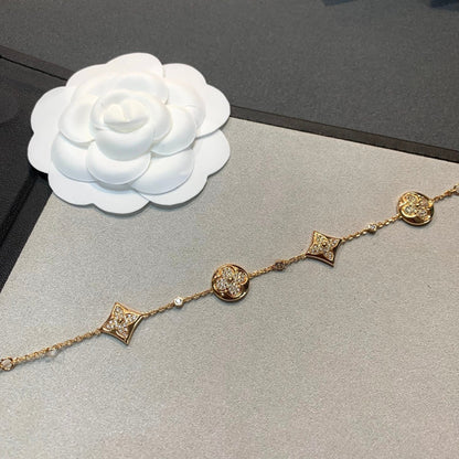 [VA]STAR AND SUN 4 MOTIFS GOLD DIAMONDS BRACELET