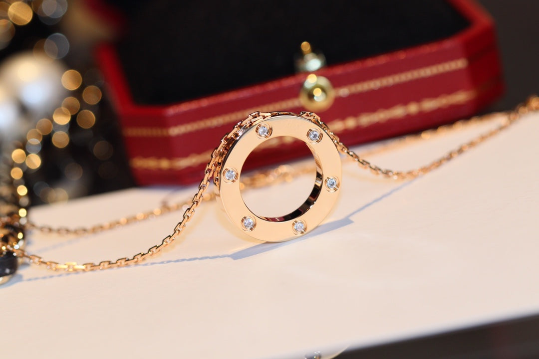 [VA]LOVE ネックレス 16MM 6ダイヤモンド ピンクゴールド