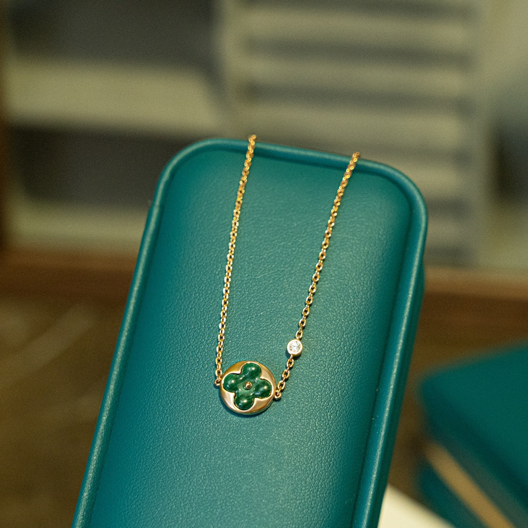 [VA]SUN MALACHITE 1 DIAMOND PINK GOLD BRACELET