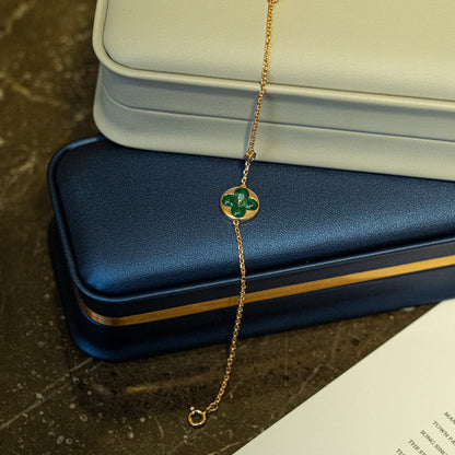 [VA]SUN MALACHITE 1 DIAMOND PINK GOLD BRACELET