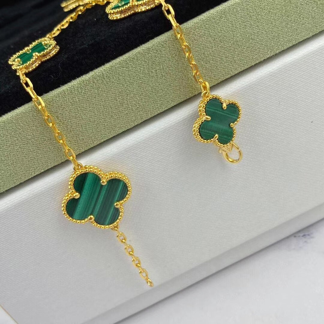 [VA]MAGIC CLOVER MALACHIT GOLDARMBAND 5 MOTIVE