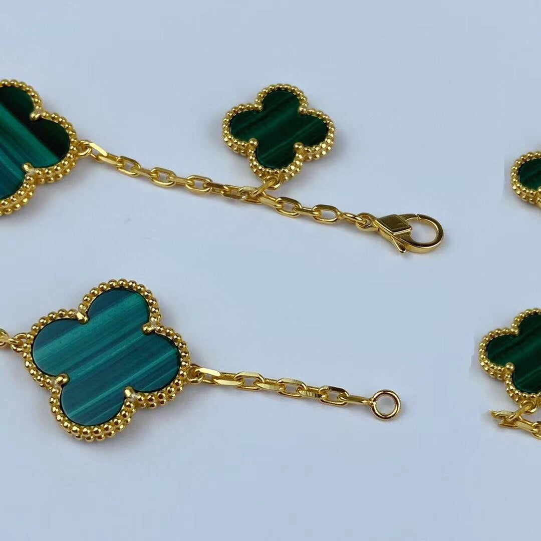 [VA]MAGIC CLOVER MALACHIT GOLDARMBAND 5 MOTIVE
