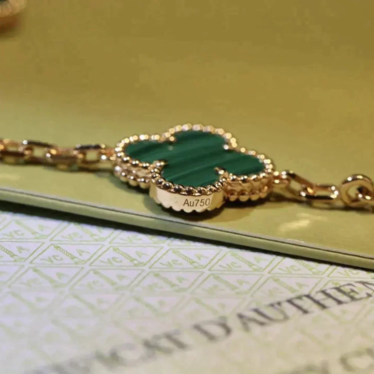 [VA]LUCKY CLOVER 5-MOTIF BRACELET - MALACHITE COLLECTION