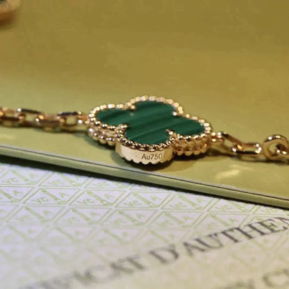 [VA]LUCKY CLOVER 5-MOTIF BRACELET - MALACHITE COLLECTION
