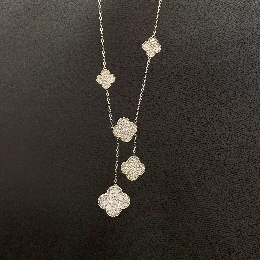 [VA]CLOVER 5 MOTIVE SILBER DIAMANT-HALSKETTE