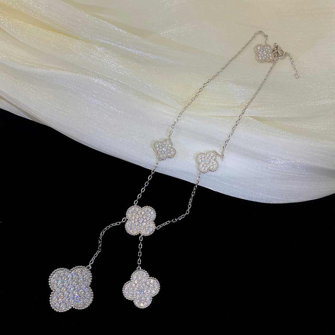 [VA]CLOVER 5 MOTIVE SILBER DIAMANT-HALSKETTE