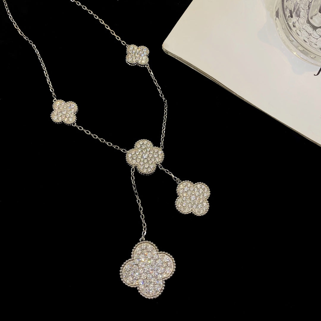 [VA]CLOVER 5 MOTIVE SILBER DIAMANT-HALSKETTE