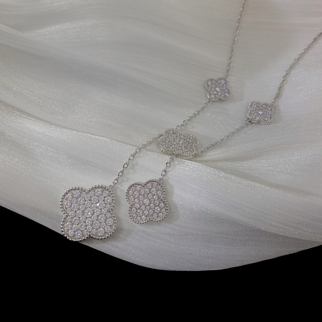 [VA]CLOVER 5 MOTIVE SILBER DIAMANT-HALSKETTE