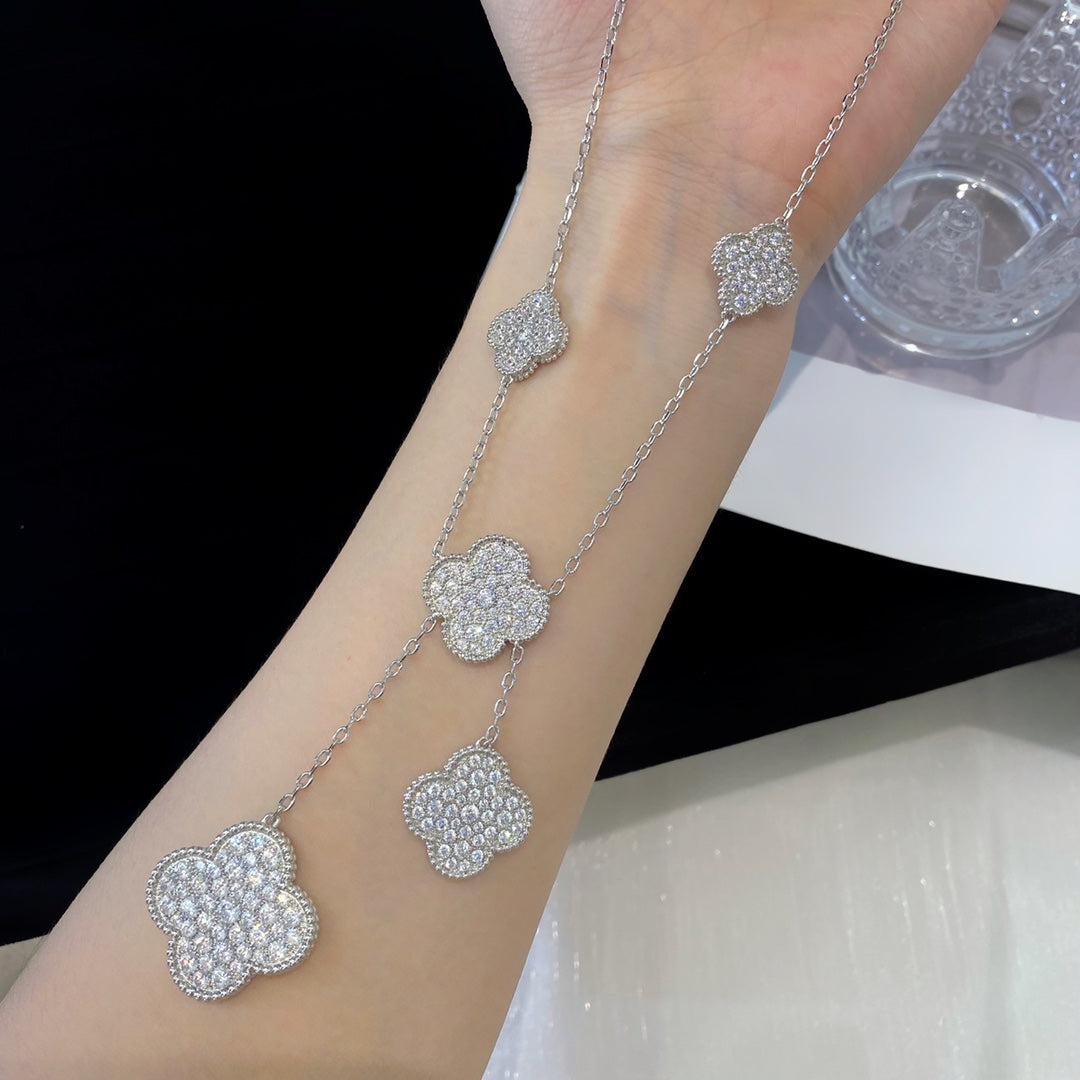 [VA]CLOVER 5 MOTIVE SILBER DIAMANT-HALSKETTE
