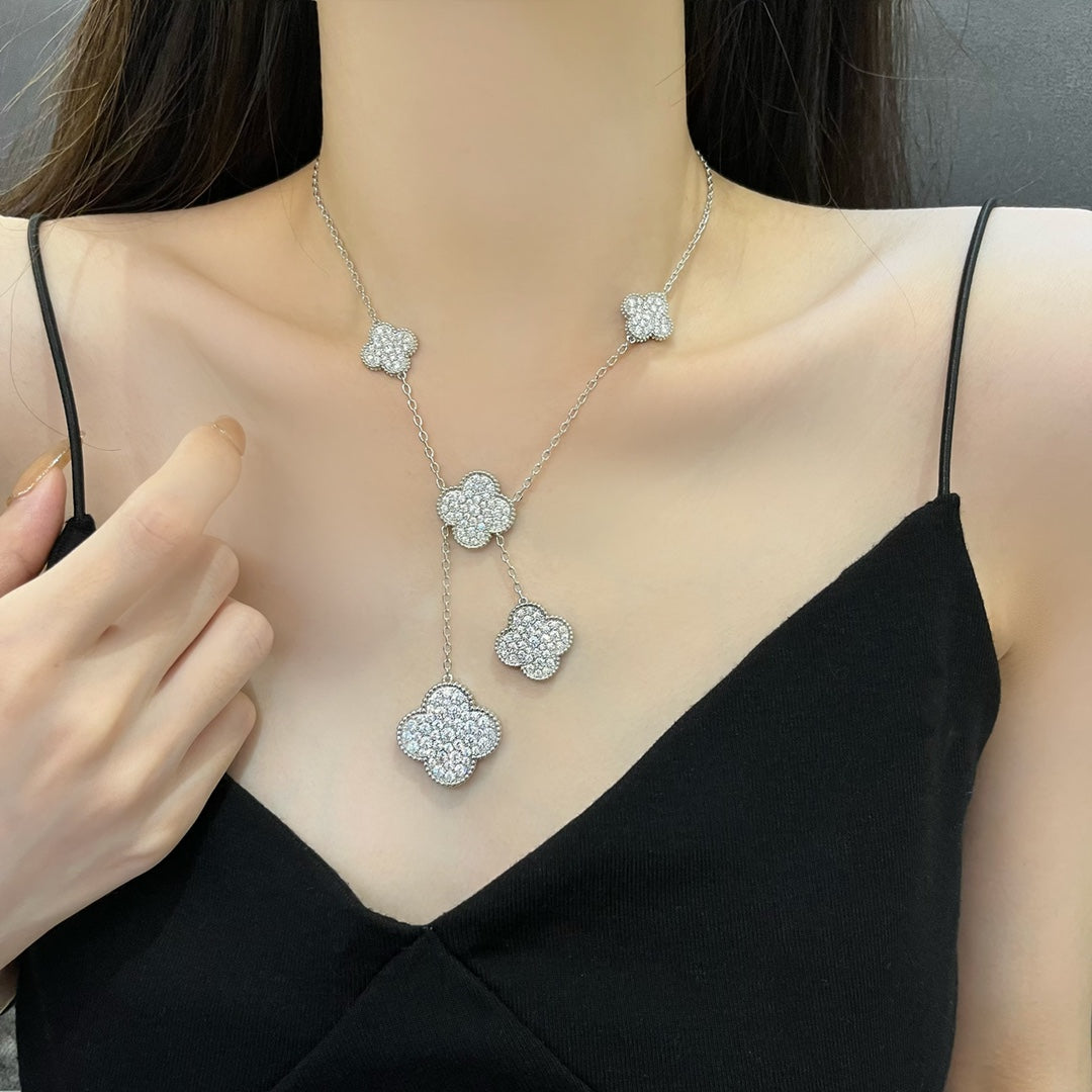 [VA]CLOVER 5 MOTIVE SILBER DIAMANT-HALSKETTE