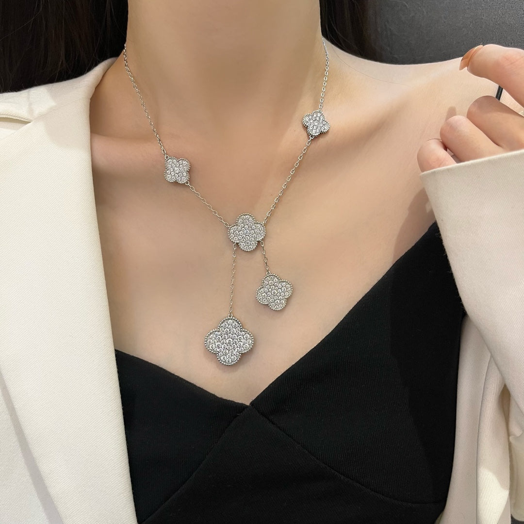 [VA]CLOVER 5 MOTIVE SILBER DIAMANT-HALSKETTE