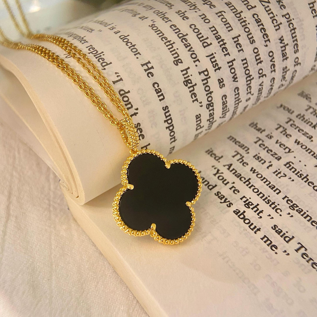 [VA]CLOVER 25MM HALSKETTE GOLD ONYX