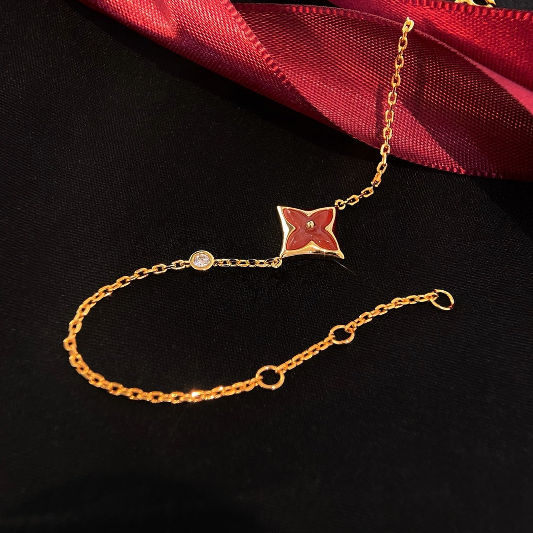 [VA]COLOR STAR CARNELIAN PINK GOLD DIAMOND BRACELET