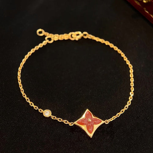 [VA]COLOR STAR CARNELIAN PINK GOLD DIAMOND BRACELET