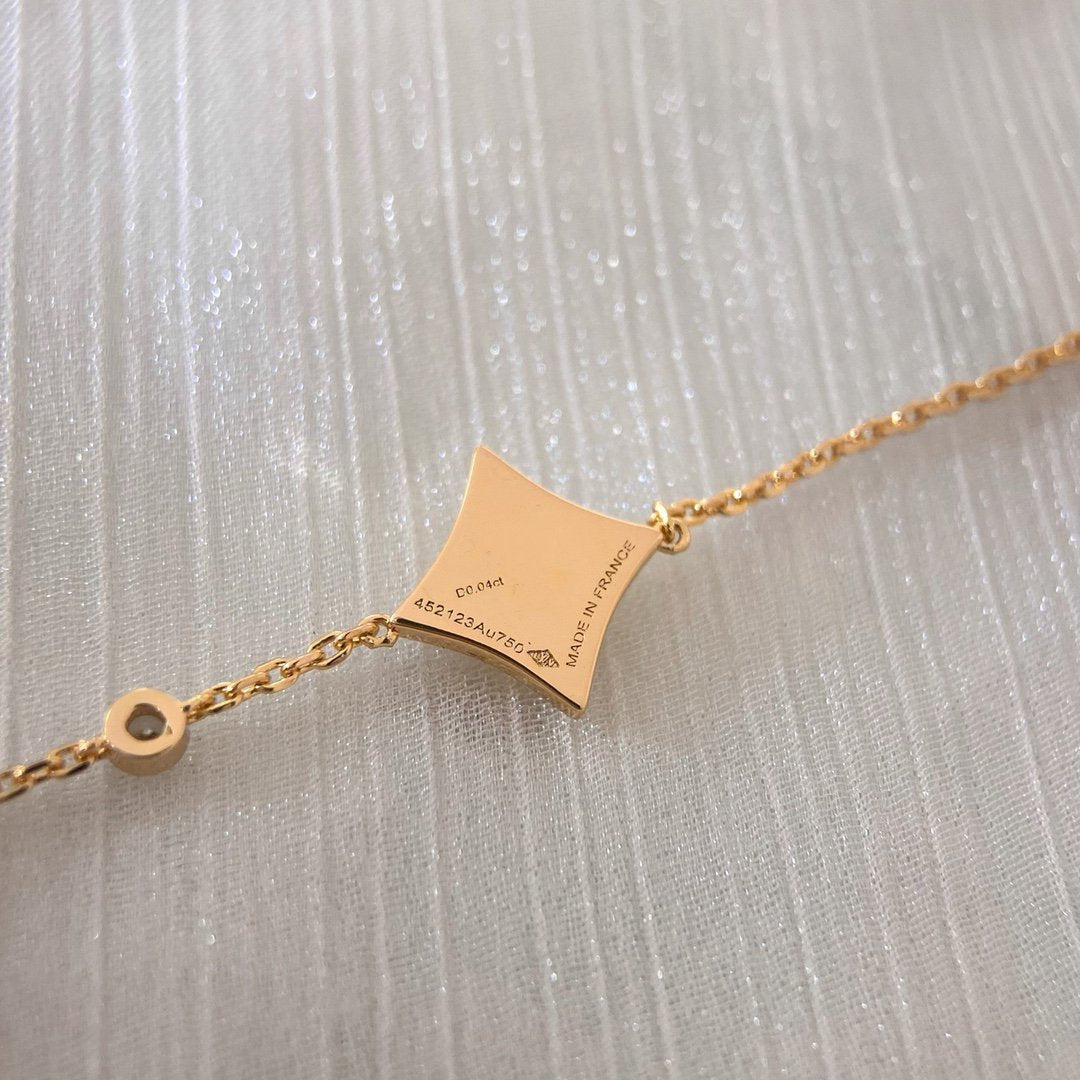 [VA]COLOR STAR CARNELIAN PINK GOLD DIAMOND BRACELET
