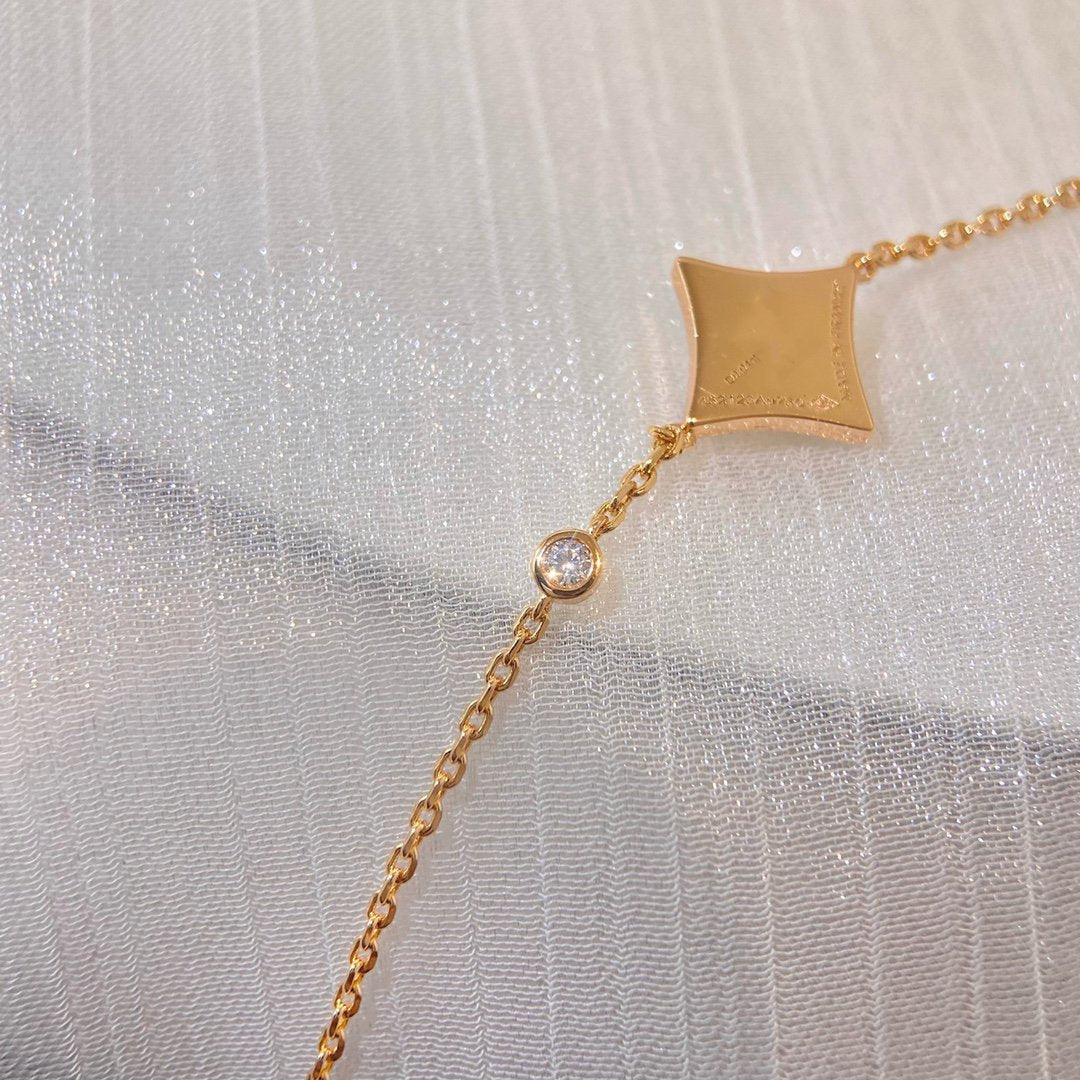 [VA]COLOR STAR CARNELIAN PINK GOLD DIAMOND BRACELET