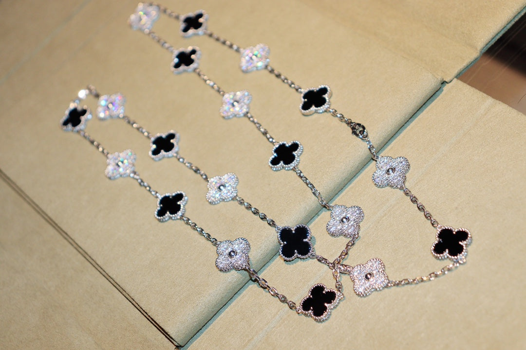 [VA]CLOVER 20 MOTIVE ONYX DIAMANT SILBER