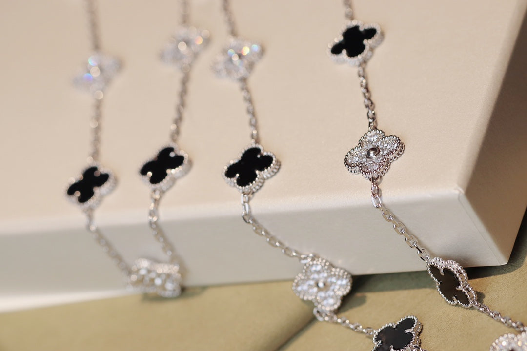 [VA]CLOVER 20 MOTIVE ONYX DIAMANT SILBER
