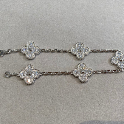 [VA]LUCKY CLOVER 5-MOTIF BRACELET - FULL-DIAMOND