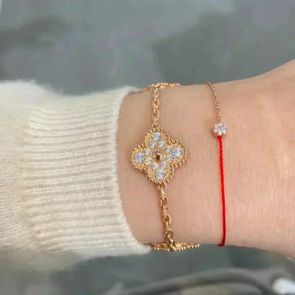 [VA]LUCKY CLOVER 5-MOTIF BRACELET - FULL-DIAMOND