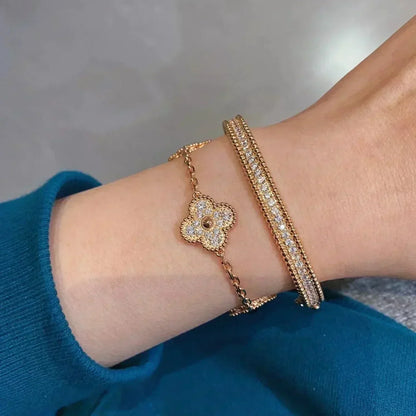 [VA]LUCKY CLOVER 5-MOTIF BRACELET - FULL-DIAMOND